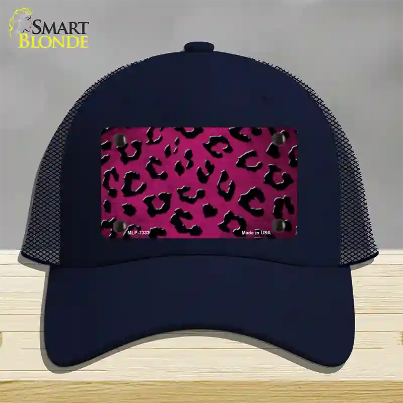 Pink Black Cheetah Oil Rubbed Novelty License Plate Hat Mesh / Navy