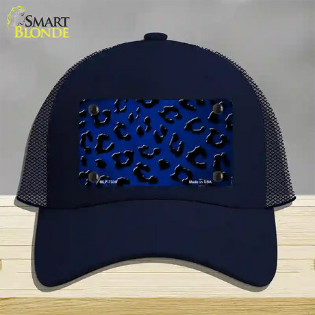 Blue Black Cheetah Oil Rubbed Novelty License Plate Hat Mesh / Navy