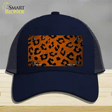 Orange Black Cheetah Oil Rubbed Novelty License Plate Hat Mesh / Navy