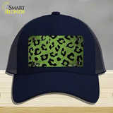 Lime Green Black Cheetah Oil Rubbed Novelty License Plate Hat Mesh / Navy