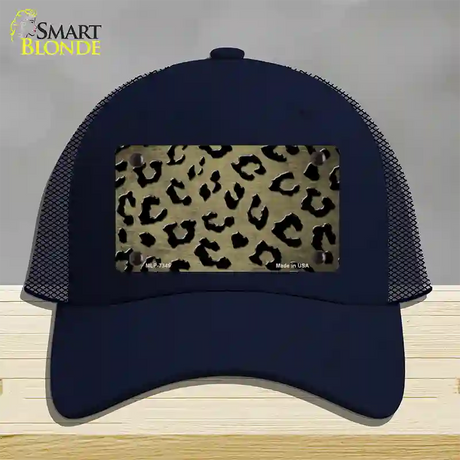 Gold Black Cheetah Oil Rubbed Novelty License Plate Hat Mesh / Navy