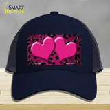 Pink Black Cheetah Hearts Oil Rubbed Novelty License Plate Hat Mesh / Navy