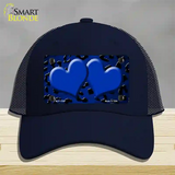 Blue Black Cheetah Hearts Oil Rubbed Novelty License Plate Hat Mesh / Navy