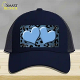 Light Blue Black Cheetah Hearts Oil Rubbed Novelty License Plate Hat Mesh / Navy