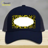 Yellow Black Cheetah Scallop Oil Rubbed Novelty License Plate Hat Mesh / Navy