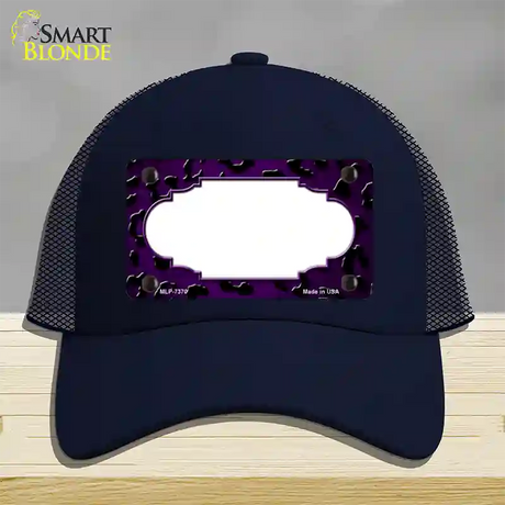 Purple Black Cheetah Scallop Oil Rubbed Novelty License Plate Hat Mesh / Navy