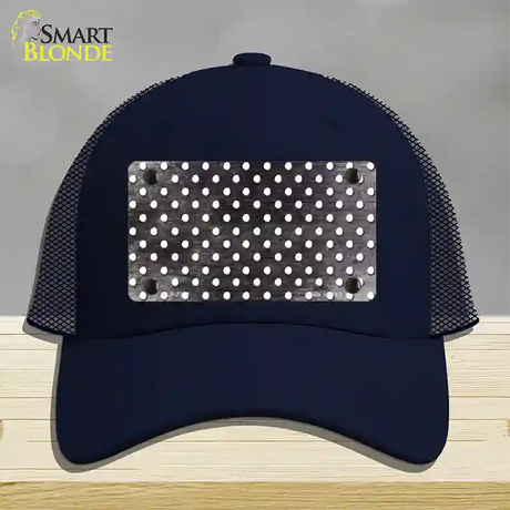 Black White Small Dots Oil Rubbed Novelty License Plate Hat Mesh / Navy