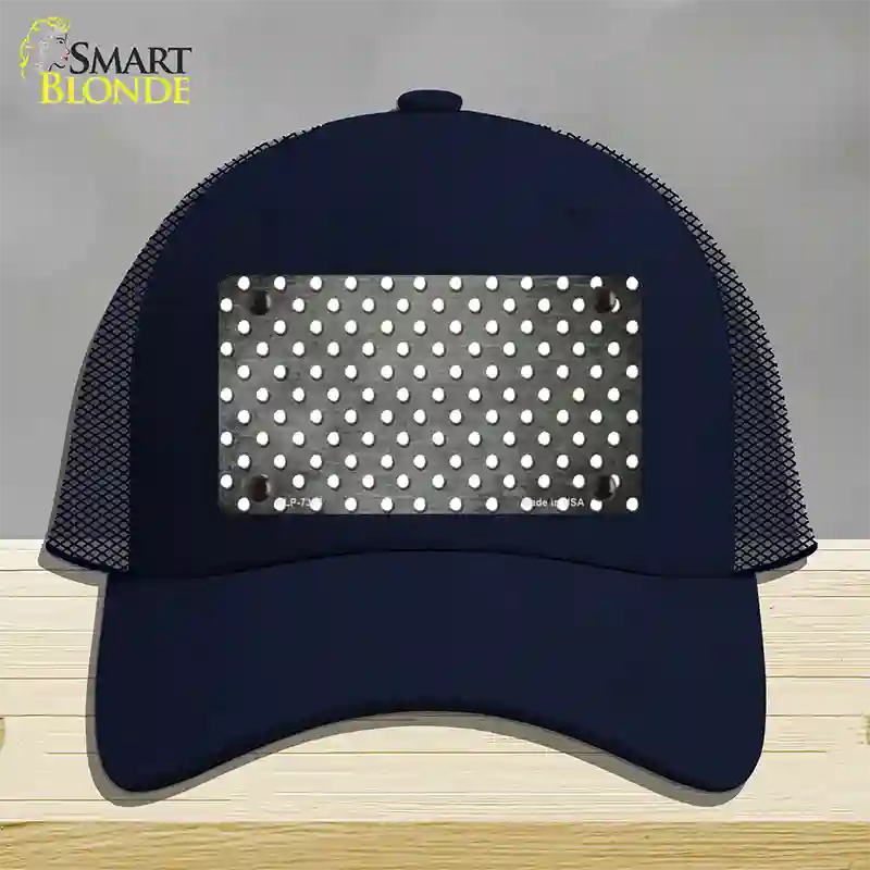 Gray White Small Dots Oil Rubbed Novelty License Plate Hat Mesh / Navy