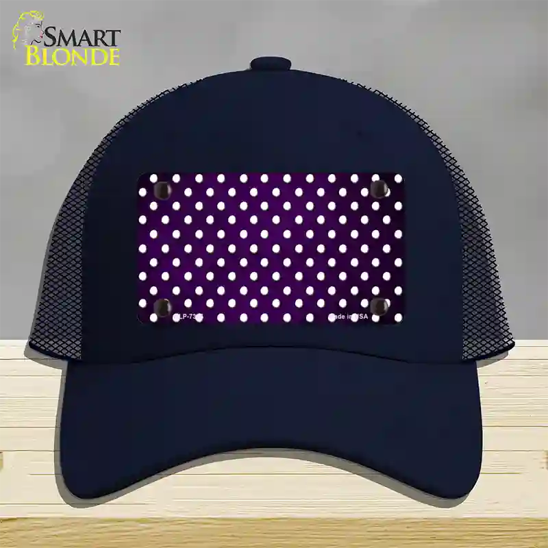 Purple White Small Dots Oil Rubbed Novelty License Plate Hat Mesh / Navy