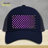 Purple White Small Dots Oil Rubbed Novelty License Plate Hat Mesh / Navy