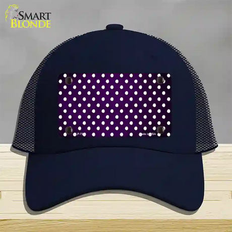 Purple White Small Dots Oil Rubbed Novelty License Plate Hat Mesh / Navy