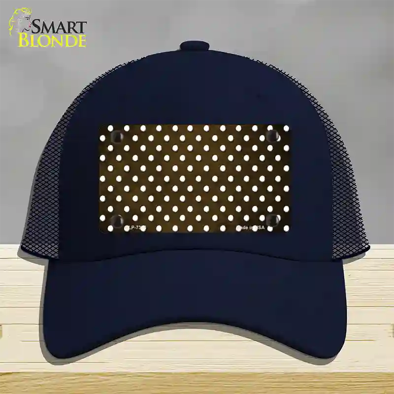 Brown White Small Dots Oil Rubbed Novelty License Plate Hat Mesh / Navy