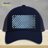 Light Blue White Small Dots Oil Rubbed Novelty License Plate Hat Mesh / Navy