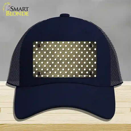 Gold White Small Dots Oil Rubbed Novelty License Plate Hat Mesh / Navy