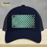 Mint White Small Dots Oil Rubbed Novelty License Plate Hat Mesh / Navy