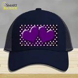 Purple White Small Dots Hearts Oil Rubbed Novelty License Plate Hat Mesh / Navy