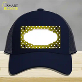 Yellow White Small Dots Scallop Oil Rubbed Novelty License Plate Hat Mesh / Navy