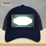 Mint White Small Dots Scallop Oil Rubbed Novelty License Plate Hat Mesh / Navy