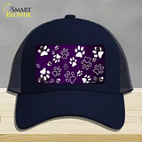 Purple White Paw Oil Rubbed Novelty License Plate Hat Mesh / Navy