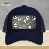 Tan White Paw Oil Rubbed Novelty License Plate Hat Mesh / Navy