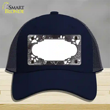 Paw Scallop Black White Novelty License Plate Hat Mesh / Navy