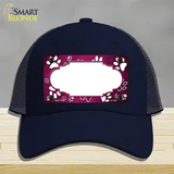 Paw Scallop Pink White Novelty License Plate Hat Mesh / Navy