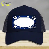 Paw Scallop Blue White Novelty License Plate Hat Mesh / Navy