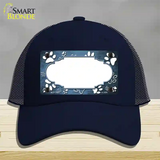 Paw Scallop Light Blue White Novelty License Plate Hat Mesh / Navy