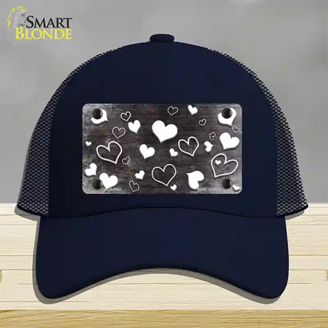 Black White Love Oil Rubbed Novelty License Plate Hat Mesh / Navy