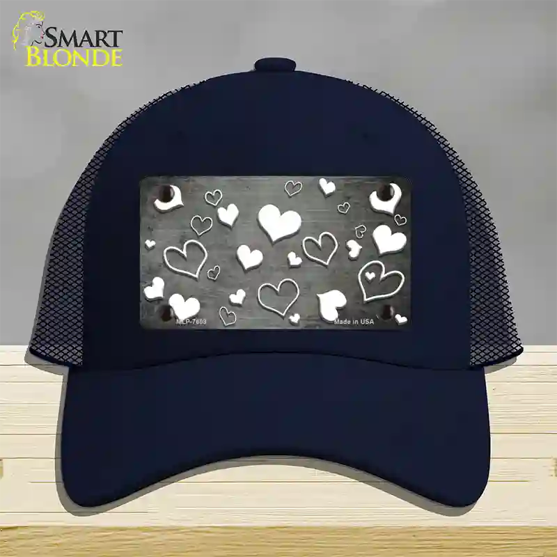 Gray White Love Oil Rubbed Novelty License Plate Hat Mesh / Navy