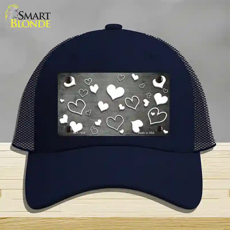 Gray White Love Oil Rubbed Novelty License Plate Hat Mesh / Navy