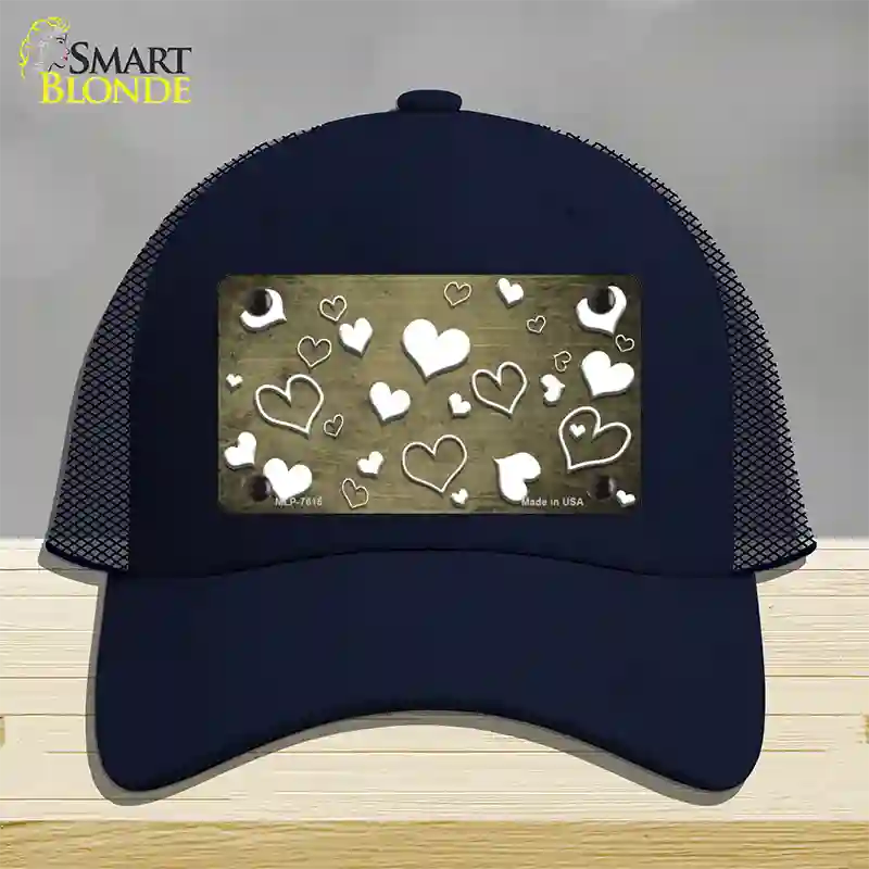 Gold White Love Oil Rubbed Novelty License Plate Hat Mesh / Navy