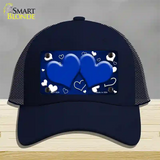 Blue White Love Hearts Oil Rubbed Novelty License Plate Hat Mesh / Navy