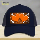 Orange White Love Hearts Oil Rubbed Novelty License Plate Hat Mesh / Navy