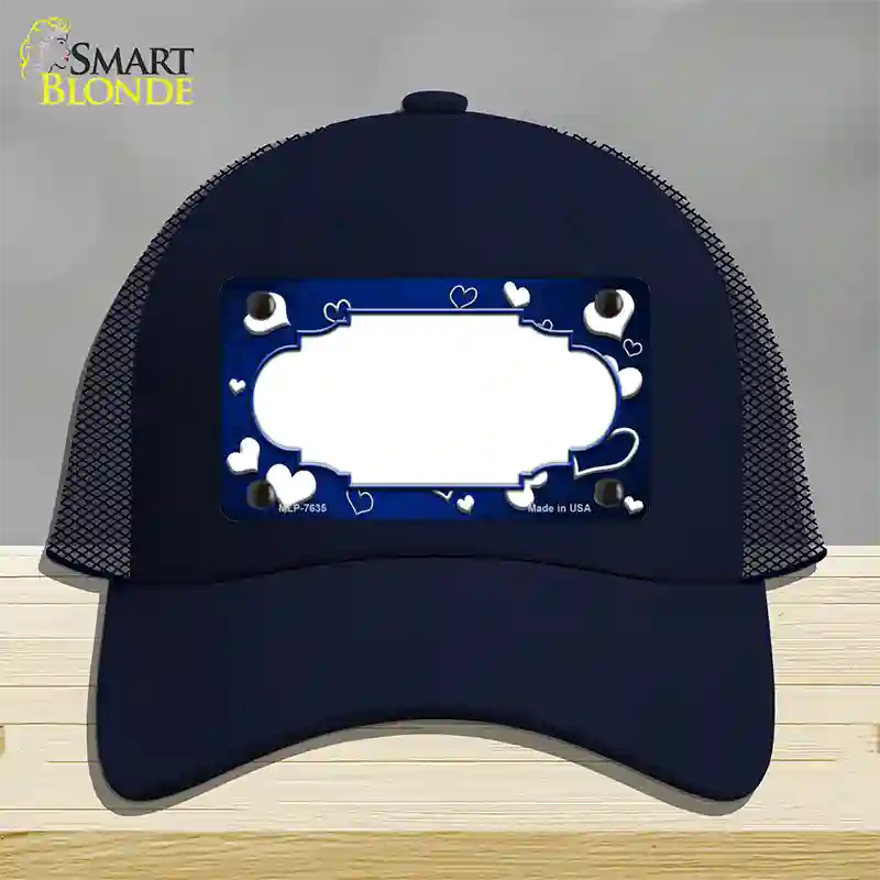 Blue White Love Scallop Oil Rubbed Novelty License Plate Hat Mesh / Navy