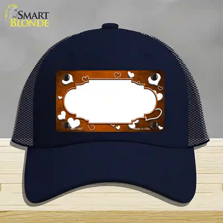 Orange White Love Scallop Oil Rubbed Novelty License Plate Hat Mesh / Navy