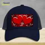 Red White Hearts Butterfly Oil Rubbed Novelty License Plate Hat Mesh / Navy