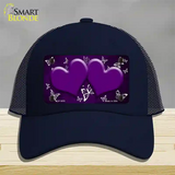 Purple White Hearts Butterfly Oil Rubbed Novelty License Plate Hat Mesh / Navy