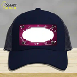 Pink White Scallop Butterfly Oil Rubbed Novelty License Plate Hat Mesh / Navy