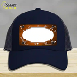 Orange White Scallop Butterfly Oil Rubbed Novelty License Plate Hat Mesh / Navy