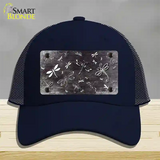 Black White Dragonfly Oil Rubbed Novelty License Plate Hat Mesh / Navy