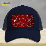 Red White Dragonfly Oil Rubbed Novelty License Plate Hat Mesh / Navy