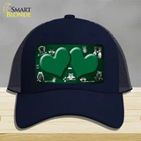 Green White Owl Hearts Oil Rubbed Novelty License Plate Hat Mesh / Navy