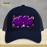 Purple White Owl Hearts Oil Rubbed Novelty License Plate Hat Mesh / Navy