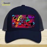 Pink Splatter Oil Rubbed Novelty License Plate Hat Mesh / Navy