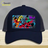 Light Blue Splatter Oil Rubbed Novelty License Plate Hat Mesh / Navy