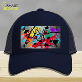 White Splatter Oil Rubbed Novelty License Plate Hat Mesh / Navy