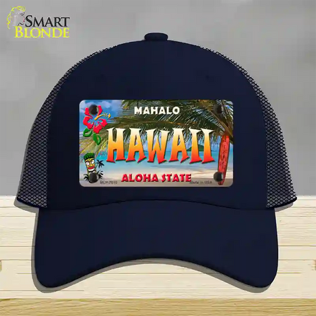 Hawaii State Novelty License Plate Hat Mesh / Navy