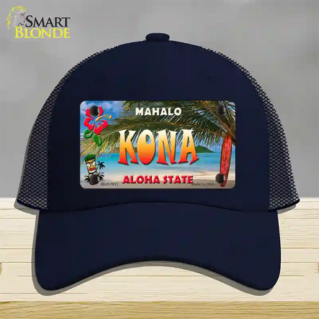 Kona Hawaii State Novelty License Plate Hat Mesh / Navy