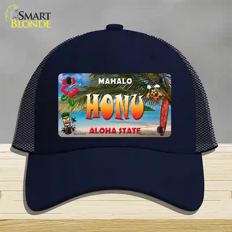 Honu Hawaii State Novelty License Plate Hat Mesh / Navy